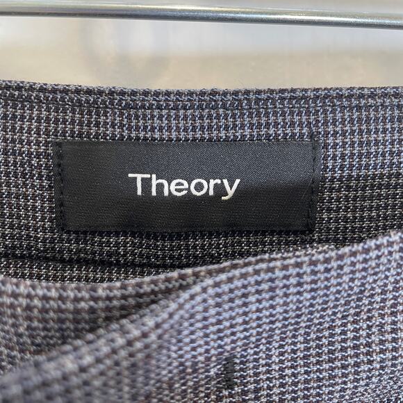 Theory Men's Curtis Regent Fit Pants Gray Houndstooth Straight Leg Wool 34 - Picture 3 of 6